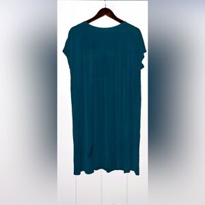 Eileen Fisher‎ Silk Aegean Cap Sleeve Green Dress Women M Lagenlook Boxy Relax